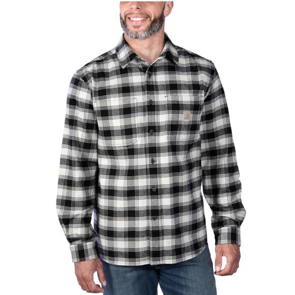 Carhartt Rugged Flex Black and White Long Sleeve Flannel Button Up 2XL - Picture 1 of 7